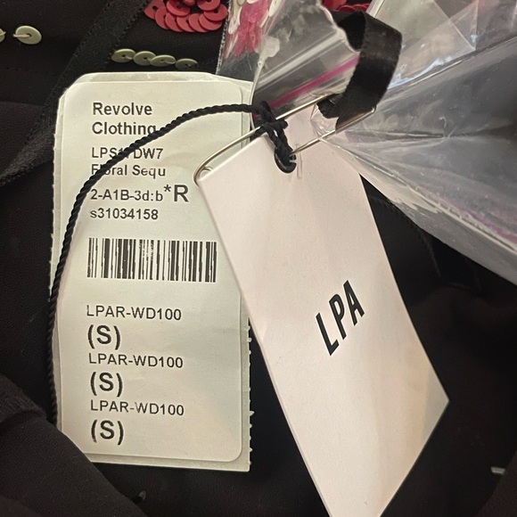 LPA x Revolve Black Beaded Sequin Floral Maxi Wrap Gown Small NWT - Picture 15 of 15